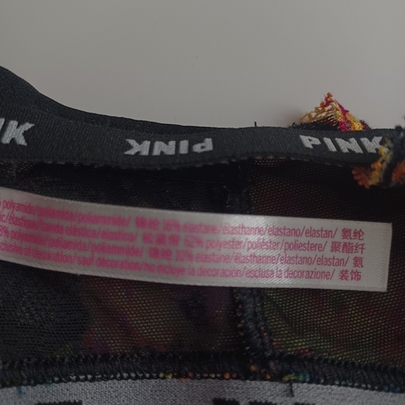 VS PINK Date Lace Racerback Push Up Bra 32DD Black Floral -Adjustable -Padded - Picture 12 of 15